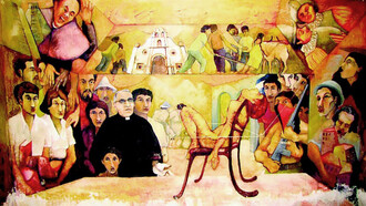 Mural del Mausoleo del Parque de Paraíso, pintado en 1980 por Luis Fernando Quirós y demolido en 2011 para construir una fuente. Foto LFQ