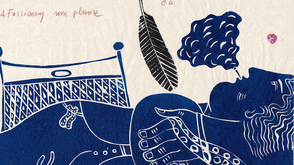 Greek and Cypriot printmakers in France, painting in exhibition. Courtesy of Hambis Printmaking Museum