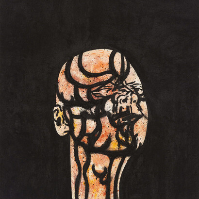 Tony Bevan (b. 1951), Self Portrait (PC148), 2014, Acrylic and charcoal on canvas, 82 x 77 cm; (32 1/4 x 30 1/4 in.)