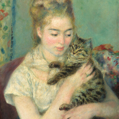 Auguste Renoir, Frau mit Katze, Ausschnitt, 1875, Öl auf Leinwand, 56 x 46,4 cm, National Gallery of Art, Washington