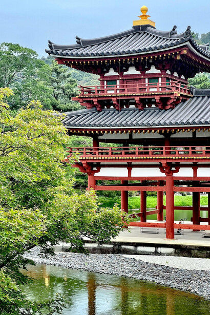 Sacred Buddhist temple landscapes in Uji, Japan, blending water features and gardens