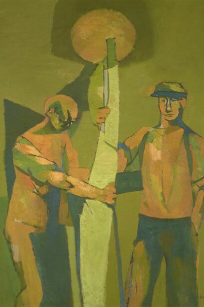 Keith Vaughan (1912-1977), Woodmen and the Rising Moon 1947, oil on canvas, Bequeathed by Dr Allan B. Jamieson 2013, Scottish National Gallery of Modern Art
