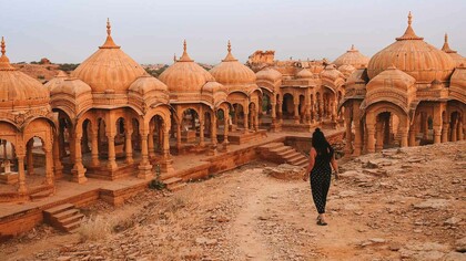 Rows of architectural splendor at Bada Bagh Jaisalmer, India