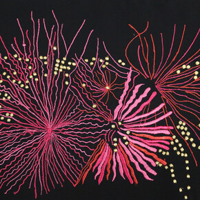 Pilar Albarracín, Fuegos artificiales, 2015, Silk embroideries, 11 3/4 x 19 5/8 x 0 3/8 in. Courtesy Galerie GP & N Vallois, Paris