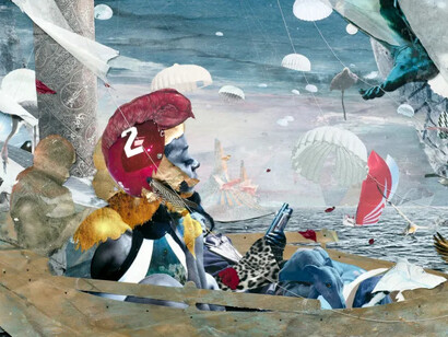 Shaunté Gates, They found the great beauty and something else, where the flamingos rest (detail), 2026. Courtesy of Marc Straus Gallery