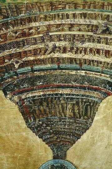 La voragine infernale, Sandro Botticelli (ca. 1480–1495) - Disegni per la Divina Commedia (Biblioteca Apostolica Vaticana)