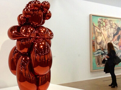 Jeff Koons at the Centre Pompidou, Paris, France, during a major retrospective exhibition