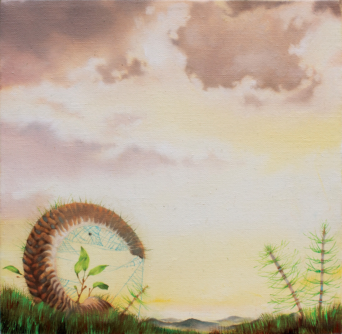 The Devil's horn (2014), olio su tela, 20x20 cm