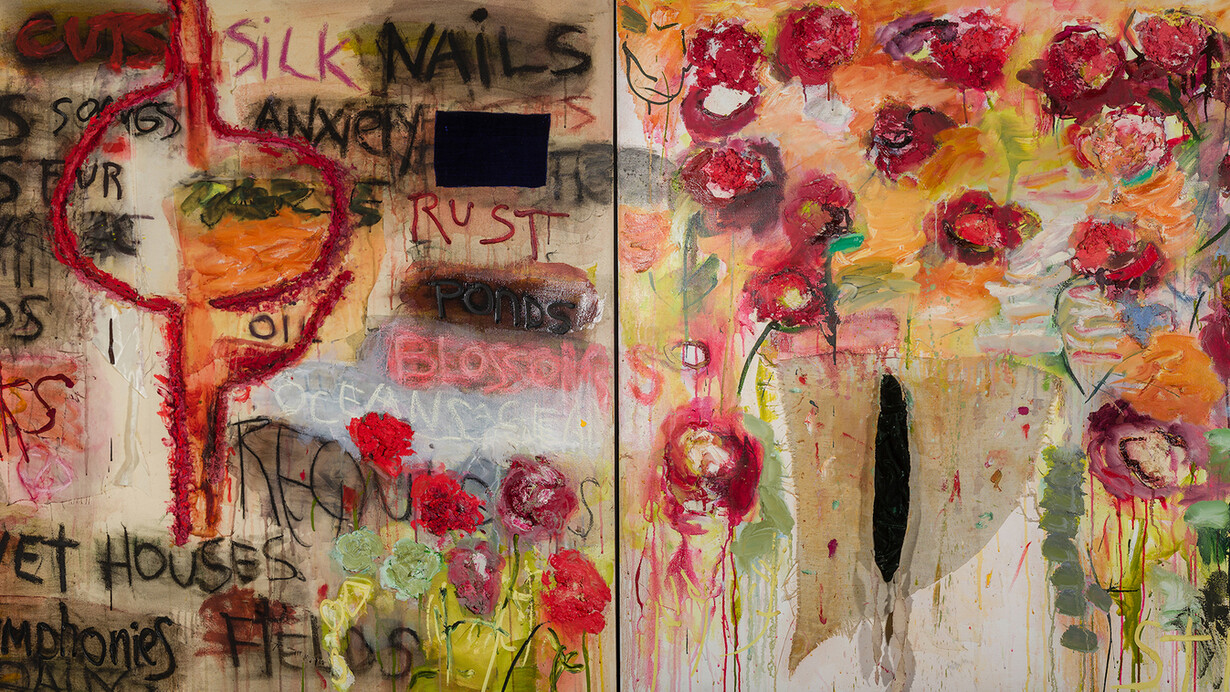 Joan Snyder, … And acquainted with grief [Diptych] (detail), 1997. Courtesy of Hirschl & Adler Modern