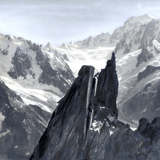 Wehrli - Scalata d’una punta del Moine (nello sfondo il Monte Bianco), 1943-44. Eredi Fasana-Zuccala - Foto Franco Ricci