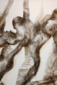 Miguel Hernández; Danza efímera. Humo y óleo sobre tela, 2022 (detalle)