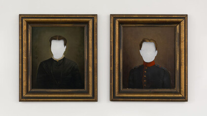 Hans-Peter Feldmann, Untitled, Oil on Canvas, Diptych, each: 55 x 49 cm © Courtesy of the artist and Simon Lee Gallery