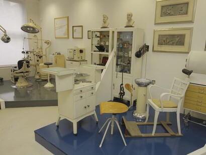 Dentistry collection, technical heritage of Slovenian dentistry, exhibition view. Courtesy of Museum of recent history Celje