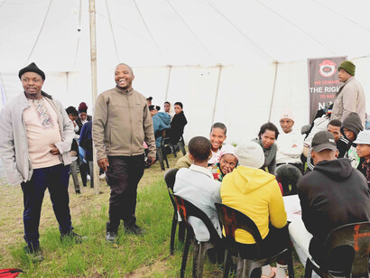 Cromwell Sonjica and Siyabonga Ndovela in group discussions at youth political education workshop, Sigidi, June 2026 @ Ashish Kothari