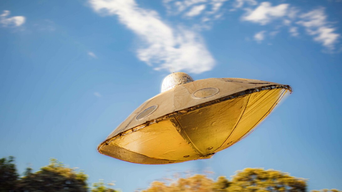 A UFO flying in the sky