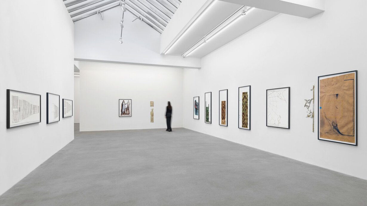 Matias Faldbakken, Abstracts and Pewter abstracts, exhibition view. Courtesy of Galerie Eva Presenhuber