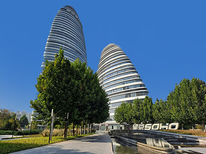 Located in Beijing's Wangjing district, Wangjing SOHO is a landmark commercial complex celebrated for its fluid forms and futuristic design