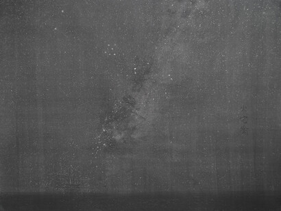 Alan Caomin Xie, The Parable of Burning House, silver leaf & graphite on paper, 90x72 inches, 2019. Courtesy of the artist and Sandler Hudson Gallery