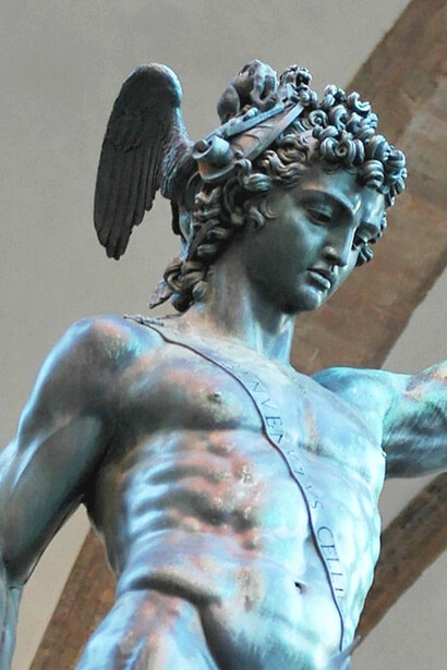 Benvenuto Cellini, Perseo con la testa di Medusa, particolare
