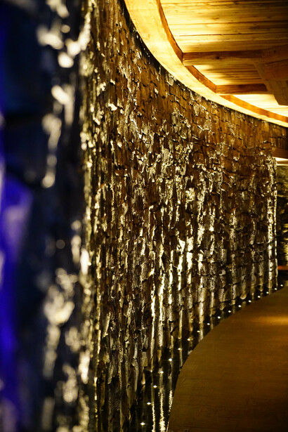 Gstaad Palace SPA, the wall of blue lake stone