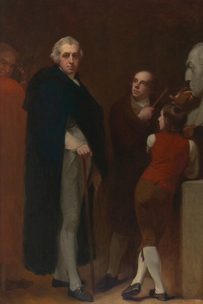 George Romney, John flaxman modeling the bust of William Hayley, 1795 to 1796. Courtesy of Yale Center for British Art