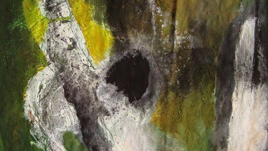 Margareth Dorigatti, Erlkönig, 2013, Mischtechnik auf Papier auf Leinwand, Tecnica mista su carta intelata, 40 x 50 cm