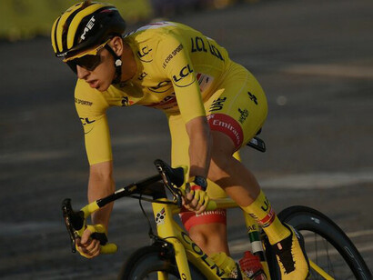 Los ciclistas colombianos, nada pudieron hacer ante el poder del esloveno