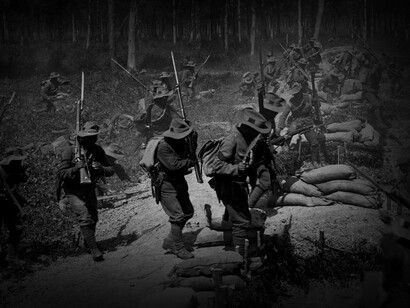 Soldados en una trinchera durante la Primera Guerra Mundial