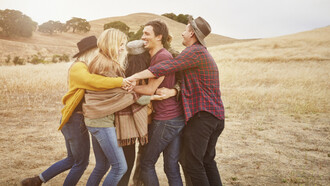 Friends hugging