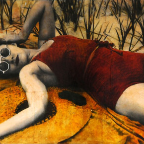 Ayline Olukman, Beach Pose, 2014, Mixed Media, 30" x 40"