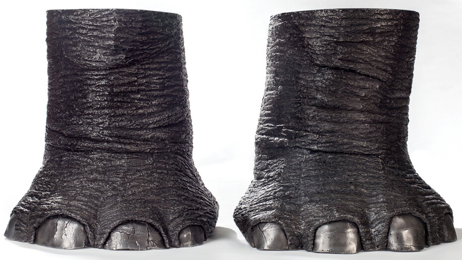 Katherine Taylor, Bark Feet, 2014, aluminum, 20 x 16 x 20 inches each. Courtesy Skoto Gallery