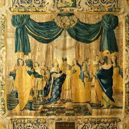Arazzo “L'unione degli sposi” dal Cantico dei Cantici, realizzato in Francia alla fine del XVII secolo, dal castello di Hauteville, Francia 