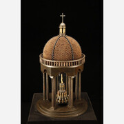 Al Farrow, The Middle Finger of Santo Guerro, 2021-2022. Gun parts, bullets, cartridge shells, gears, steel, glass, bone, and crucifix. Courtesy of the artist and Catharine Clarke Gallery