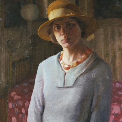Hilda Carline, Self-Portrait, 1923, Oil on canvas, 74.9 x 57.8 © Estate Hilda Carline & DACS, London. Courtesy Tate