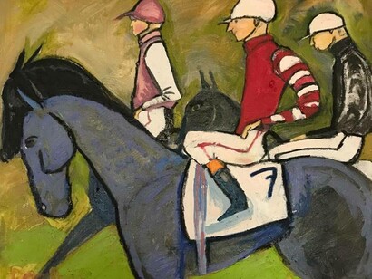 Elie Lambert, Gathering to the Start, 40 x 50cm, oil on canvas. Courtesy of the Osborne Studio Gallery