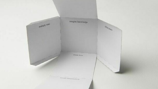 Irena Lagator Pejović, Camera Imaginata. The Means for Exchanging the Power of the Imagination, 2013, visual poetry, 3D cube paper cutout, drawing: 16,3 x 12 cm, cube: 4 x 4 cm, All photos by Photo Dario Lasagni