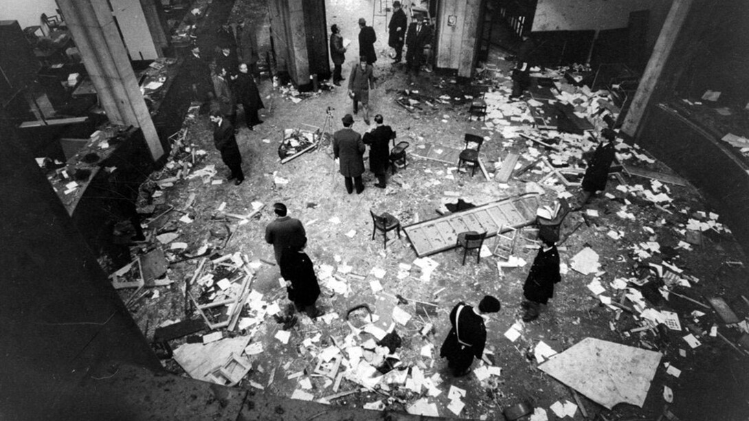 L'interno della Banca Nazionale dell'Agricoltura devastato dall'esplosione