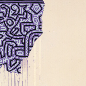 Keith Haring, Unfinished painting, 1989, acrilico su tela, 100x100 cm, collezione privata © Keith Haring Foundation