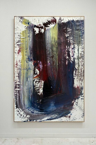 James Greco,
Paper Abstraction 1, 2021-2022,
Oil and acrylic on paper construction,
mounted on artist frame,
72 x 48 inches. Courtesy of the artist and Marquee Projects