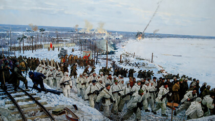 The museum diorama “Breakthrough of the Siege of Leningrad” in Kirovsk, Kirovsky District, Leningrad Region, depicting Soviet troops during World War II, Russia