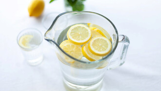 Lemon slices in a bottle of water
