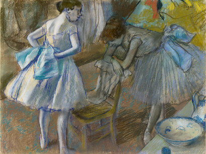 Edgar Degas, Paris, 1834–1917, "Two Ballet Dancers in a Dressing Room", c.1880 Pastel on paper, 48.5 x 64 cm Bequeathed, Edward Martyn, 1924 ngi.2740.