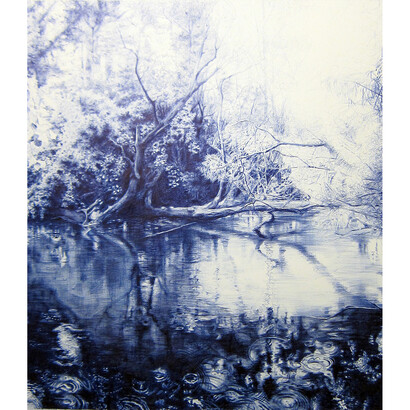 As Above, So Below , 2013, 42 x 32 inches, ballpoint pen on Arches cotton paper by Linda Newman Boughton