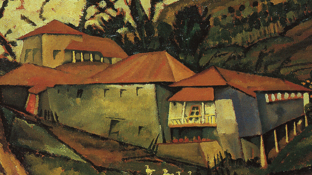 Casa do Ribeiro, 1913. Huile sur bois, 29,5 x 51,7 cm. Collection privée, Porto.
