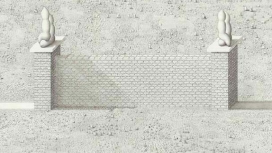 Paul Noble, A Wall is a Path, 2011, Pencil on paper, 31 1/8 x 60 inches unframed  (79 x 152.4 cm)