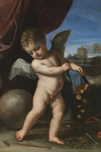 Guercino, Amore disinteressato, olio su tela, circa 1654, Museo del Prado, Madrid, Spagna