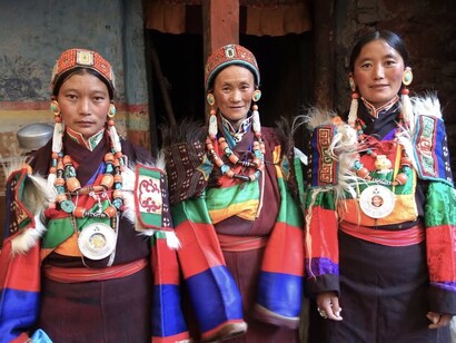 Indegenous women of Solukhumbu region of Nepal wearing and flaunting their centuries old ethnic jewellery