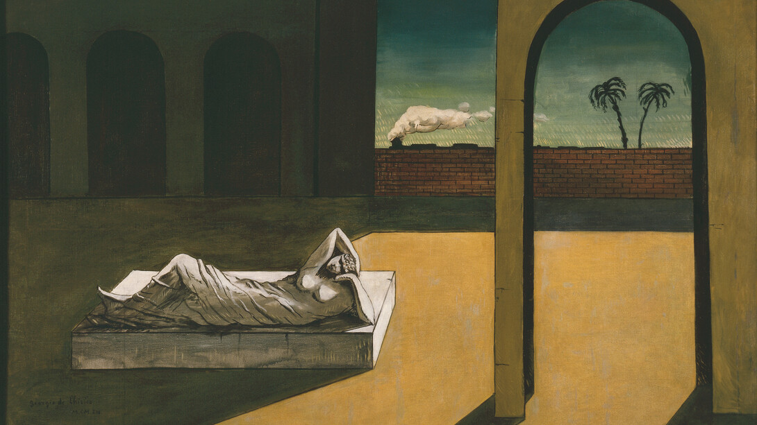 Giorgio de Chirico, La ricompensa dell'indovino [The Soothsayer's Recompense)], 1913. Oil on canvas, 135.6 x 180 cm; 53 3/8x 79 7/8in. Philadelphia Museum of Art: The Louise and Walter Arensberg Collection, 1950. © 2016 Artists Rights Society (ARS), New York / SIAE, Rome.Courtesy of thePhiladelphia Museum of Art.
