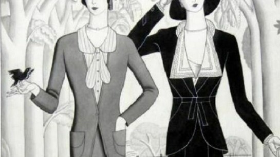 Eric Fraser, Fashion declares for the suit. Pen ink and monochrome watercolour with bodycolour
17 1/2 x 11 3/4 inches