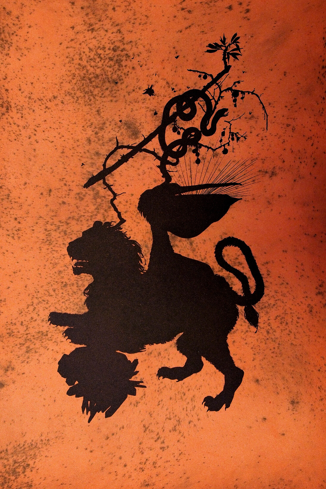 Doty & Waterson’s aquatint etching & letterpress edition of A Swarm, A Flock, A Host on display in Animal Tales. Courtesy of the artist & DC Moore Gallery, New York 